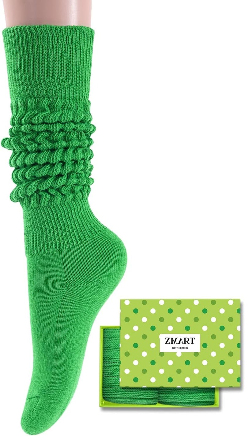 Zmart Women Slouch Socks - Cozy Scrunch Socks, 80s Style in White, Black, Orange & Cream - Image 1
